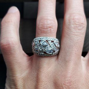 Size 7.25 Sterling Silver Teardrop Cubic Zirconia Gemstone Ring